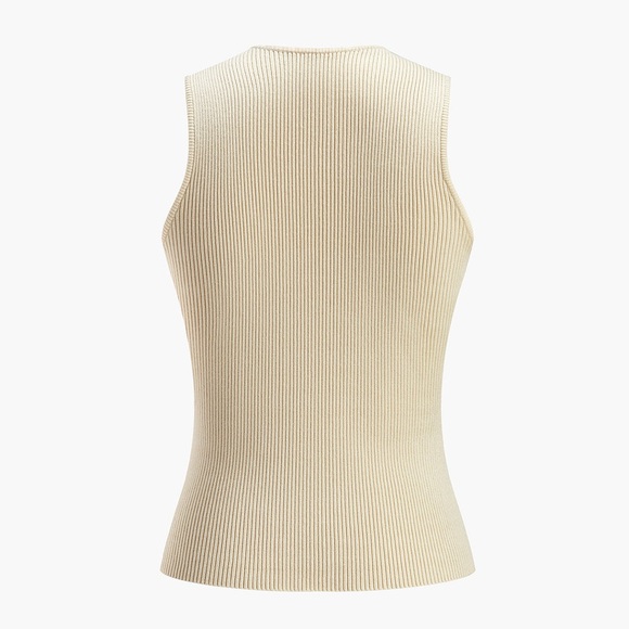 Commense Beige Ribbed Tank Top - Picture 5 of 11
